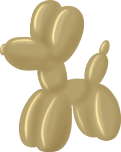 Illustration of gold balloon dog