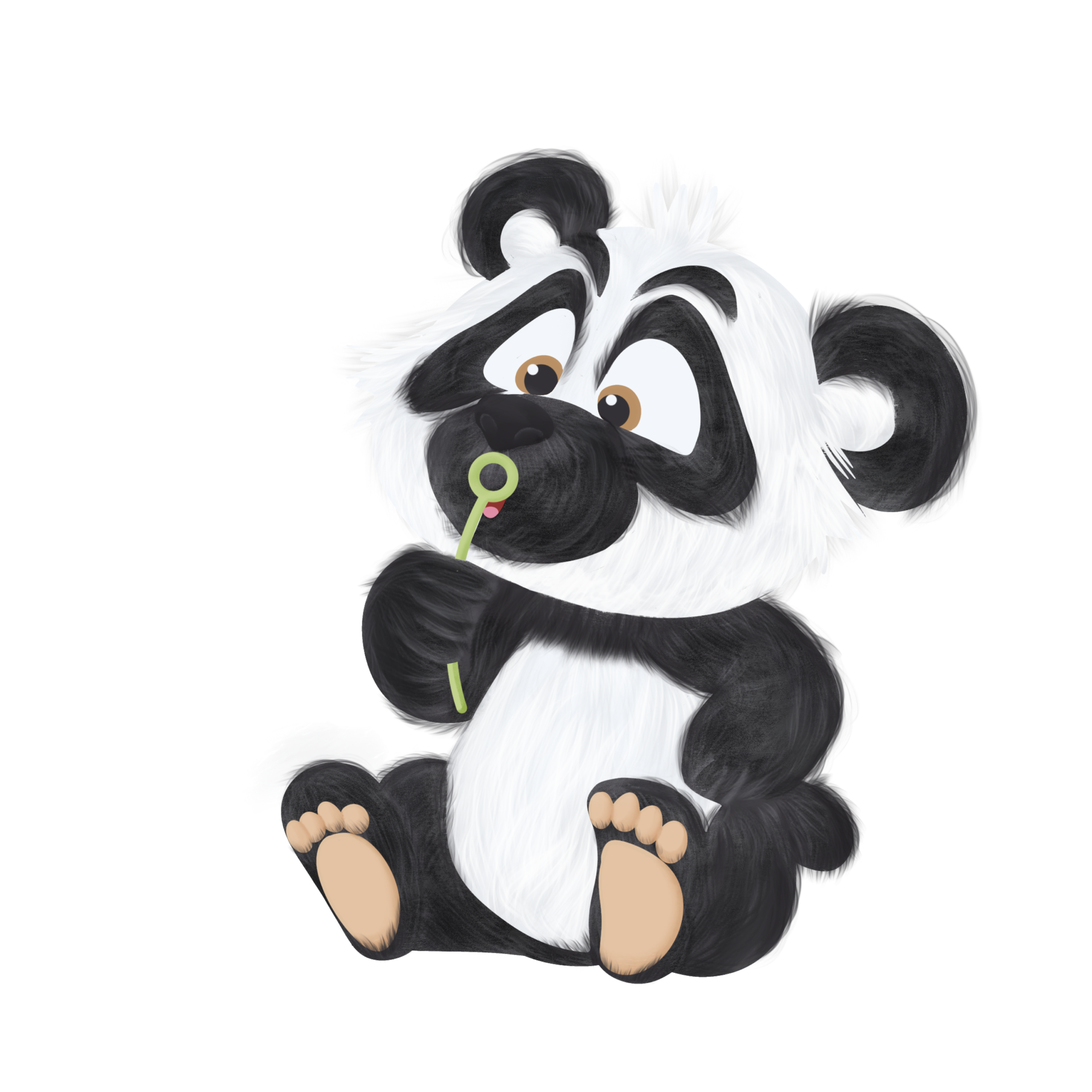 Illustration of panda blowing bubbles